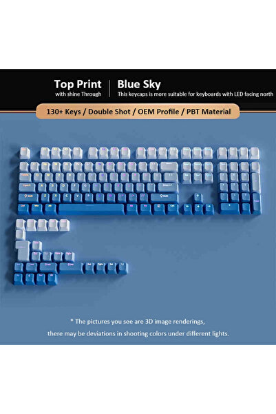 silabor GRADİENT Yan Baskı Klavye Tuşları Çift PBT Klavye Tuşları 130 key Kir...