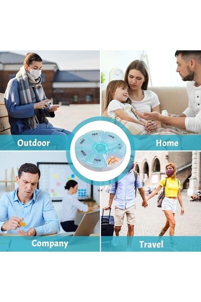 First Step Weekly Pill Organizer – 7-Day Round Box | BPA-Free, Snap-Lock Lid, Travel-Friendly