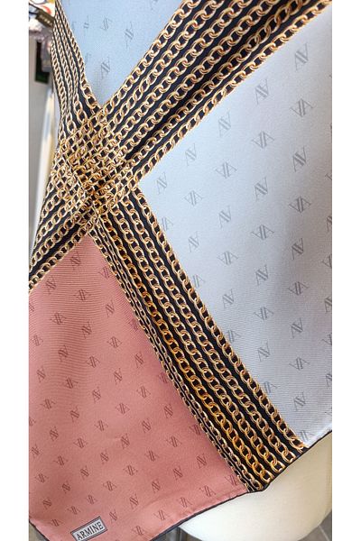 Armine Armine Twill Silk Scarf with Chain