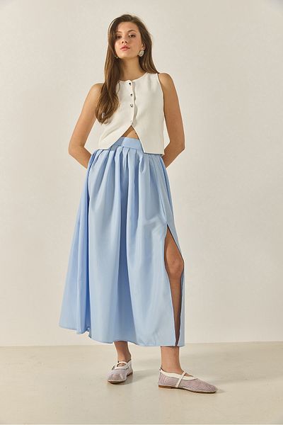 Bianco Lucci Women's High Waist Flared Cut Slit Skirt 60251145