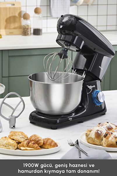 Karaca Multichef Stand Mikser Shiny Black Mutfak Şefi 1900w 5,5 Lt (Kıyma /sucuk-sosis/içli Köfte Aparatlı)