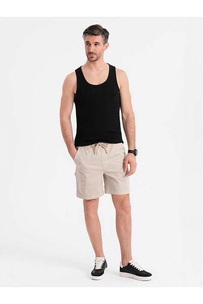 OMBRE Locker geschnittene Shorts für Herren mit Cargotaschen - creme V1 OM-SRCG-0194 L