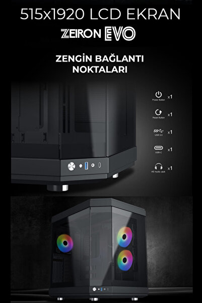 Zeiron Evo X7 Ryzen 7 5700X 32GB RAM 1TB M.2 SSD RTX4060 Sıvı Soğutmalı 12" LCD Ekranlı Oyuncu Bilgisayarı