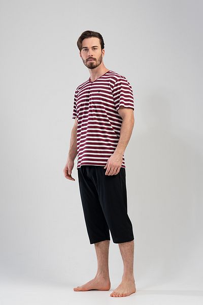 VİENETTA Ανδρικό σετ πιτζάμα με κοντό μανίκι Capris με λαιμόκοψη 
 , 111175