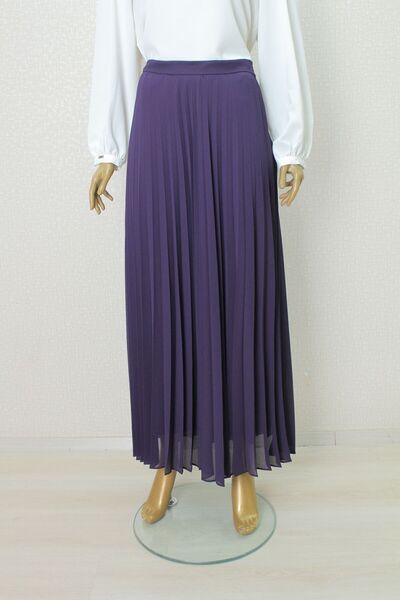 Levidor 2006 DÜZ RENK BELİ LASTİKLİ PİLİSELİ ŞİFON ETEK QYS ETEK LVSS2242006 #23-01#