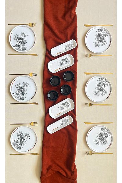 Erbaşlar Wishing Tree 14 Piece Round Luxury Breakfast Set for 6 People Breakfast Set