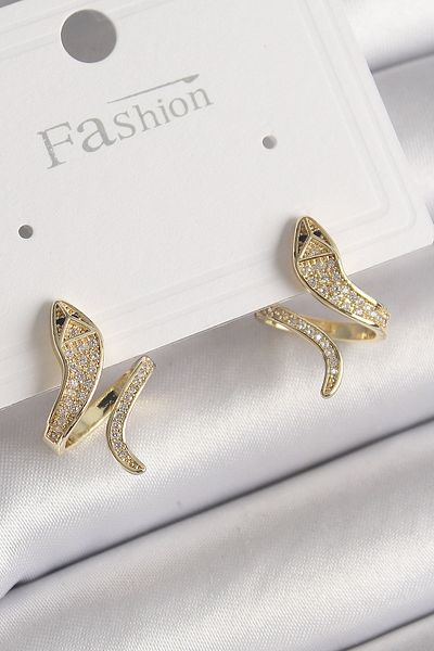Skygo Brass Gold Color Zircon Stone Snake Model Women's Earrings - Tj-Bkp9790