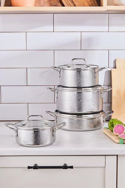 Karaca 3 Ply Powersteel Enzo 8 Piece Induction Base Steel Pot Set