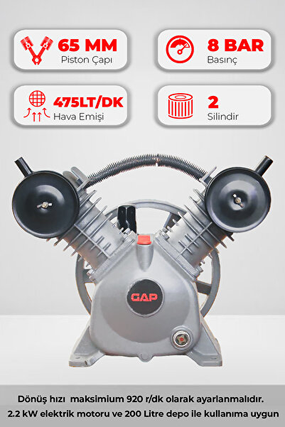GAP KOMPRESÖR Kompresör Kafası Çift Piston 8 Bar Pistonlu G2065