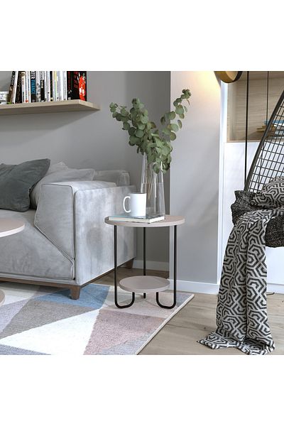 Mourah Home Corro Modern Side End Table Mocha Grey Multipurpose