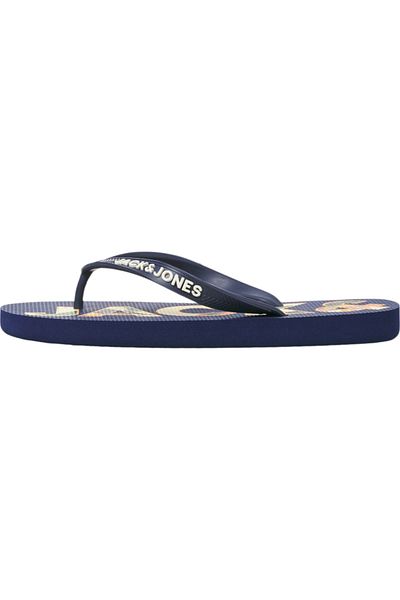 Jack & Jones Slapi JACK &JONES Logo Palm Print JNR - 12236507-Medieval Blue