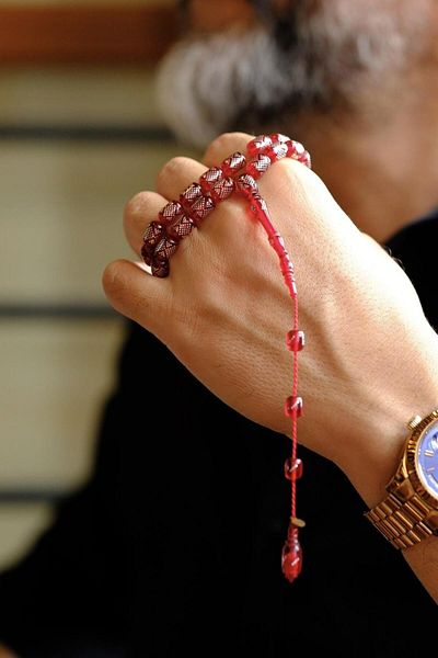 dergah tesbih Silver Cakım System Design Red Fire Amber Rosary