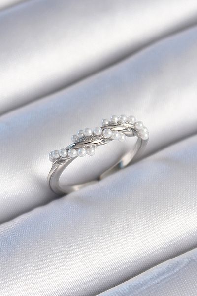 Skygo Brass Silver Color Coiled Pearl Model Women's Ring - Tj-Byk3437