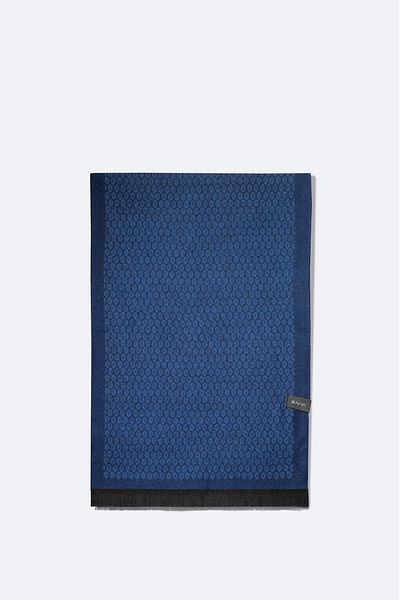 Avva Men's Indigo Tasseled Patterned Shawl A32Y9408