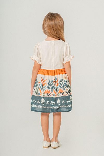Minik Dolap Floral Pattern Short Sleeve Girl's Dress