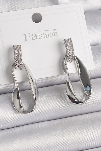 Skygo Brass Silver Color Zircon Stone Dangle Women's Earrings - Tj-Bkp9837