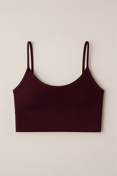 HNX Thin Strap Recovery Ripped Sports Bustier | Burgundy