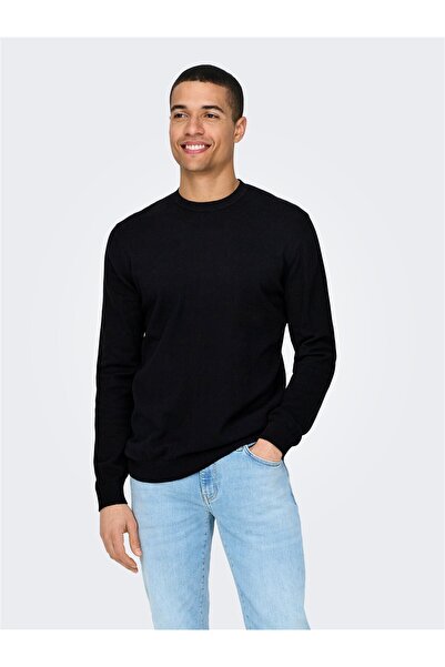 Only & Sons Onsloui Reg 12 Mel Crew Knit Noos 22029951 Black