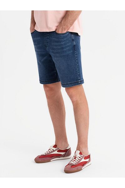 OMBRE Herren Shorts mit elastischem Bund und Wascheffekt - blau V2 OM-SRDS-0192 XXL