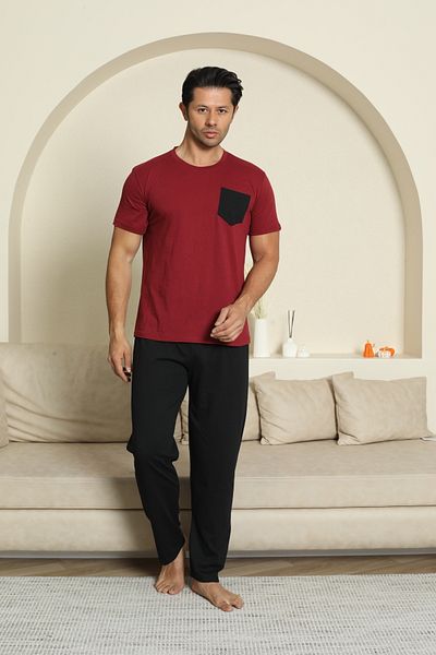 LİLA İÇ GİYİM Men's Cotton Pocket Pajama Set