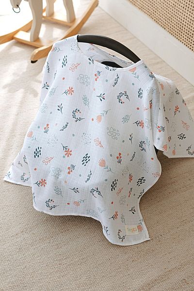 ESTİ Baby Multi-Purpose Muslin Breastfeeding Bib / Stroller Cover / Baby Stroller Cover 100% Cotton 85X130 cm