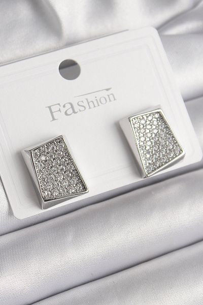 Skygo Brass Silver Color Zircon Stone Plate Model Women's Earrings - Tj-Bkp9849