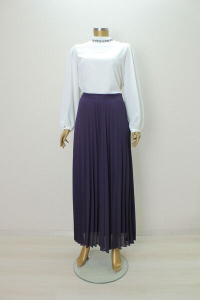 Levidor 2006 DÜZ RENK BELİ LASTİKLİ PİLİSELİ ŞİFON ETEK QYS ETEK LVSS2242006 #23-01#