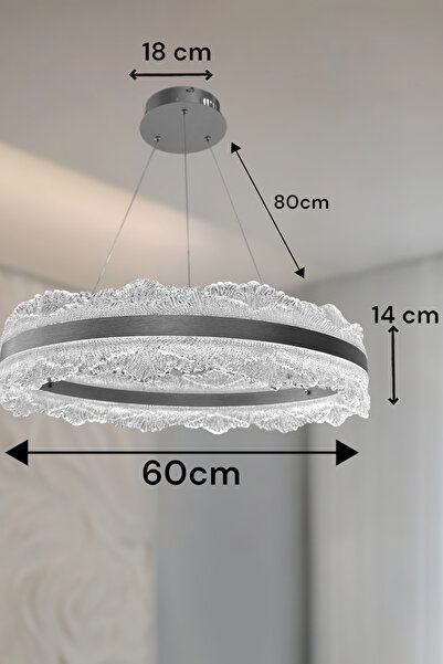 Renkoled Aydınlatma 3 Renk ışıklı kumandalı Modern Sarkıt Led Avize Salon ,oda ,mutfak ,hol 60 CM