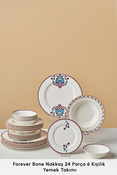 Karaca Elegance Bone Nakkaş 24 Parça 6 Kişilik Yemek Takımı