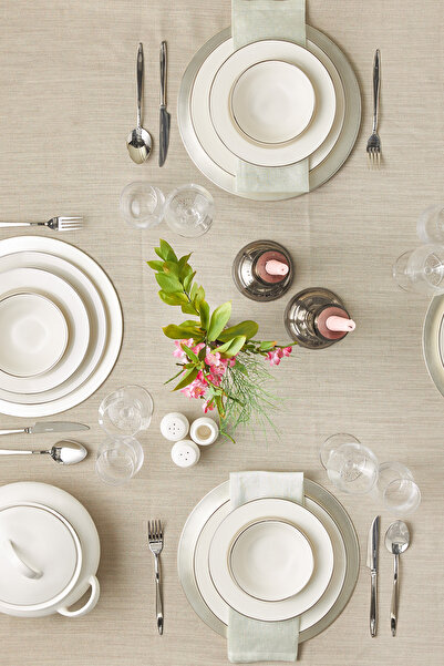 Emsan New Marly Porselen 60 Parça 12 Kişilik Yuvarlak Yemek Takımı Platin