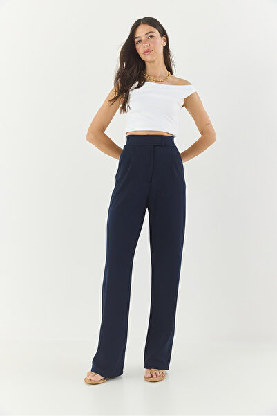 Bianco Lucci Dámské pohodlné kalhoty Palazzo s pasem na suchý zip 3826 60261150