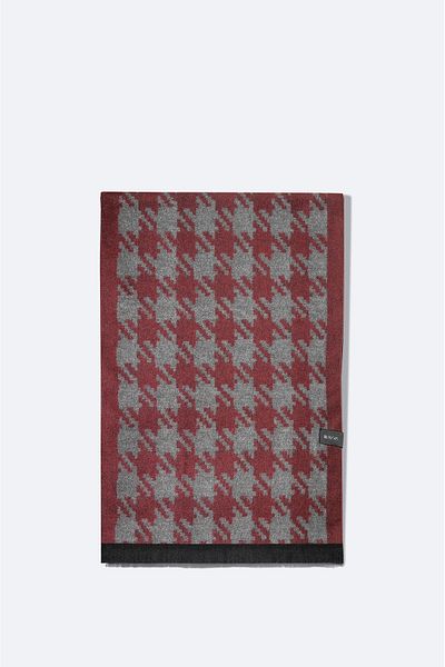 Avva Men's Burgundy Tasseled Patterned Shawl A32Y9411
