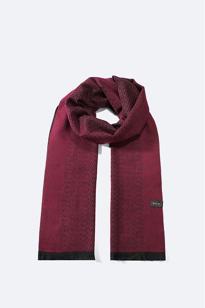 Avva Men's Burgundy Tasseled Patterned Shawl A32Y9415
