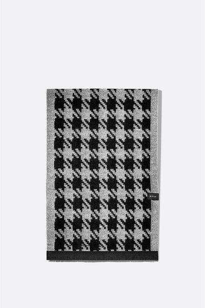 Avva Men's Black Tasseled Patterned Shawl A32Y9411