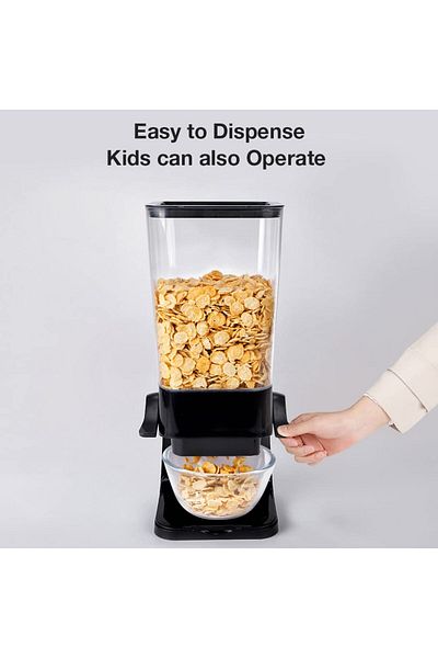 COOYA Storage Box,Cereal Dispenser, Not Easy to Crush Food, for Rice, Candy & Snack, Black