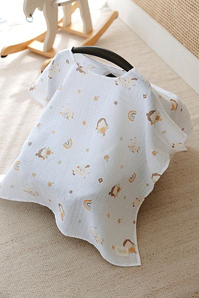 ESTİ Baby Multi-Purpose Muslin Breastfeeding Bib / Stroller Cover / Baby Stroller Cover 100% Cotton 85X130 cm