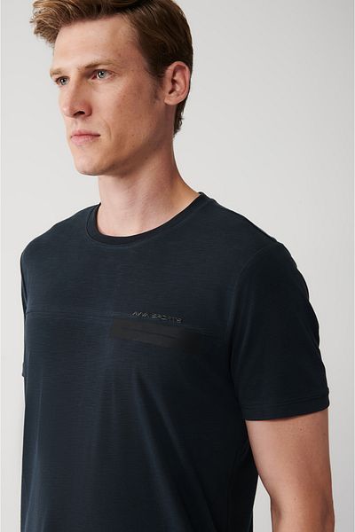 Avva Anthrazitfarbenes Soft-Touch-T-Shirt mit Rundhalsausschnitt für Herren A31y1195