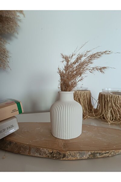 İnesit Design Şekerlik kutusu, pampas vazosu ve oval sunumluk. Beyaz ev dekor...