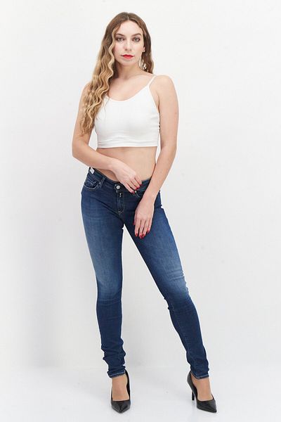 Replay Women Skinny Fit Washed Stretchable Jeans, Blue