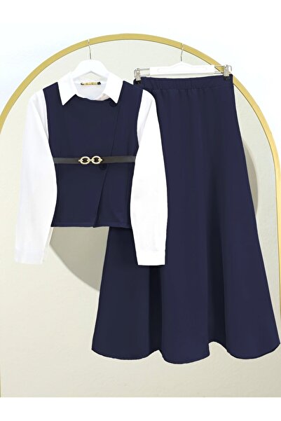 Modamorfo Sada vesty a sukně s křížovým knoflíkem