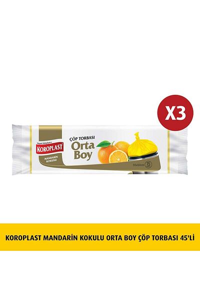 Koroplast Mandarin Scented 15-Piece Medium Garbage Bags - 3 Pieces