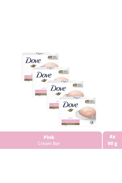 Dove Pink Beauty Soap - 90g x 4 pieces, Beauty Cream Solid Cream with Moisturizing Effect