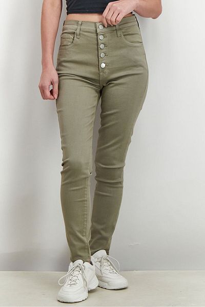 J Brand Yayınları Women Regular Fit High Rise Solid Casual Pants, Olive