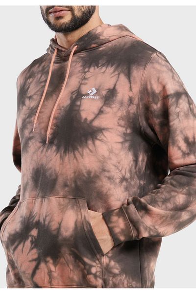 converse STANDARD FIT LEFT CHEST STAR CHEV EMB MONO DYE HOODIE unisex sweatshirt Brown