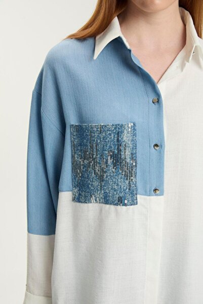 Zühre Туніка з кишеньковими паєтками в кольорі екрю T-1561