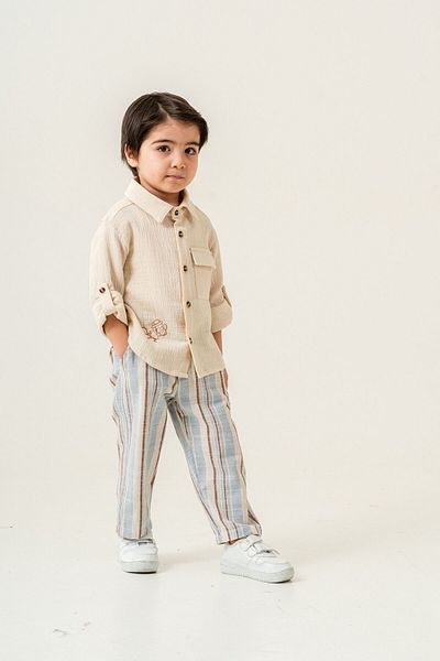 Harika KIDS Boy's Linen Shirt Muslin Pants Suit 2-5 Years