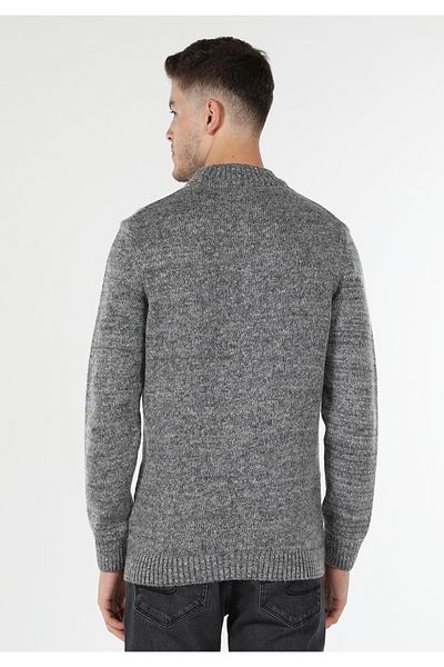 Colin's Pulover gri pentru bărbați, cu jumătate de gât țesut, jacquard