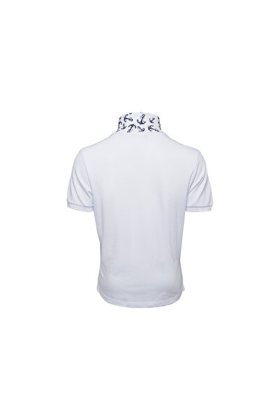 ANEMOSS Anchor Men's Polo Collar T-Shirt, Whi