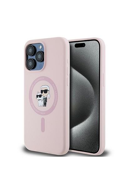 Karl Lagerfeld Carcasă pentru iPhone 15 Pro, silicon Magsafe, - roz