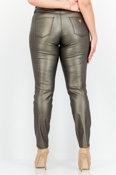 Guess Women Skinny Fit Plain Jeans, Olive